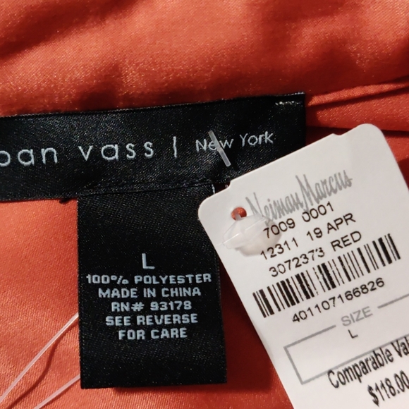 Joan Vass NY Coral satiny collared shirt dress - Picture 7 of 7